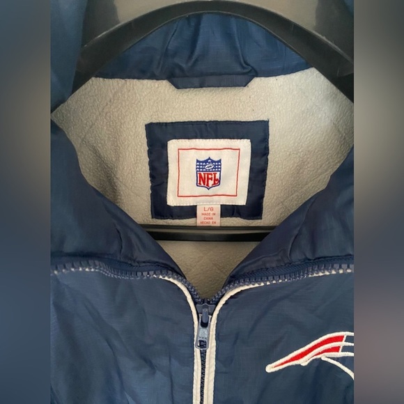 NFL NEW ENGLAND PATRIOTS Blue Detachable-Hoodie Full-Zip Logo Jacket in Large - Picture 9 of 16